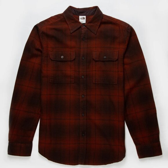 NEW The North Face mens Arroyo Flannel Shirt - Long Sleeve Coal Brown Plaid 253 - Picture 4 of 5